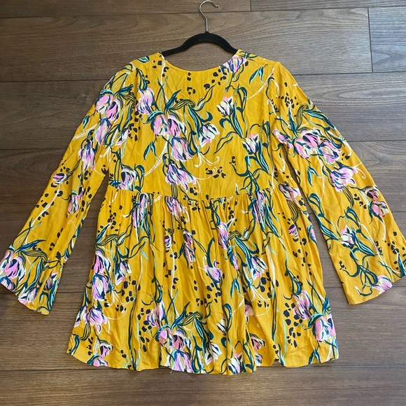 Free People Bella Golden Yellow Floral Print Tunic - Picture 7 of 10